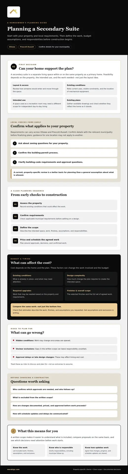 Secondary Suite Construction in Ottawa: Plan Your Project with Confidence
